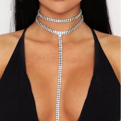 Alloy Full Crystal Rhinestone Long Tassel Y Necklaces for Nightclub FS-WG5F917-02-1