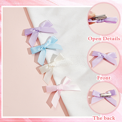 Bowknot Polyester Alligator Hair Clips AJEW-CP0008-35C-1