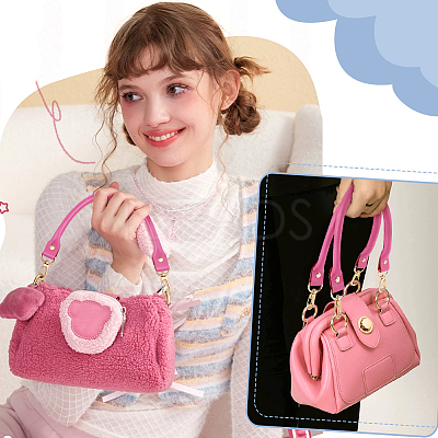 Cowhide Bag Handles with Alloy Swivel Clasps FIND-WH0126-546A-1