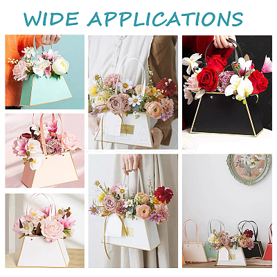 12Pcs 6 Colors Trapezoid Paper Flower Storage Bags with Handle ABAG-NB0001-96-1