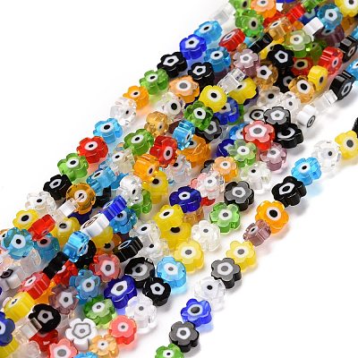 Handmade Millefiori Glass Bead Strands LAMP-J035-6mm-39-1