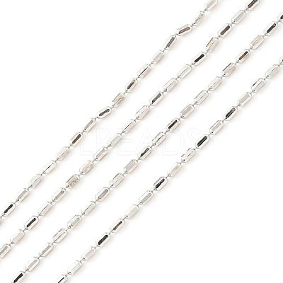 Anti-Tarnish Rhodium Plated 925 Sterling Silver Oval Ball Chains STER-F052-02P-1