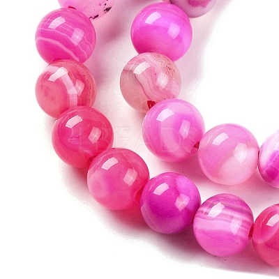 Natural Striped Agate/Banded Agate Beads Strands G-H037-A02-02-1