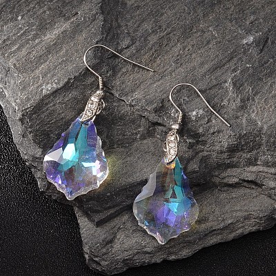 Teardrop AB Color Plated Electroplate Glass Pendant Necklaces & Dangle Earrings Jewelry Sets SJEW-JS00880-1
