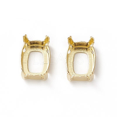 Rectangle Brass Sew on Prong Settings KK-N0084-A05-6x8G-1