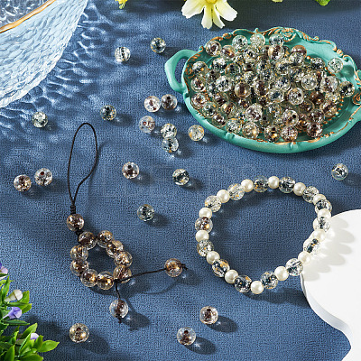 100Pcs Crackle Transparent Glass Beads Strands GLAA-TA0004-11C-1
