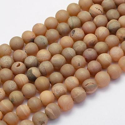 Electroplate Natural Druzy Agate Beads Strands G-G708-10mm-05-1