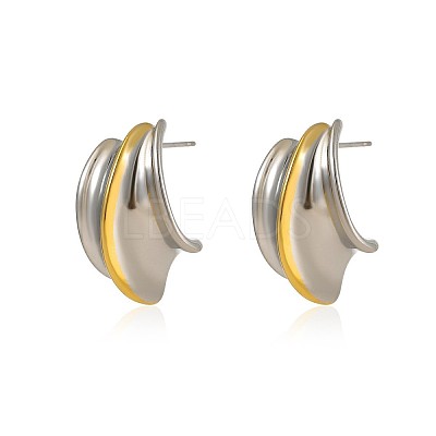 304 Stainless Steel Two Tone Stud Earrings FS-WG8A1D7-01-1