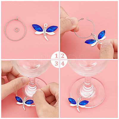 DIY Dragonfly Wine Glass Charms Making Kit DIY-UN0004-68-1