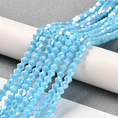Opaque Solid Color Electroplate Glass Beads Strands EGLA-A039-P4mm-B12-1