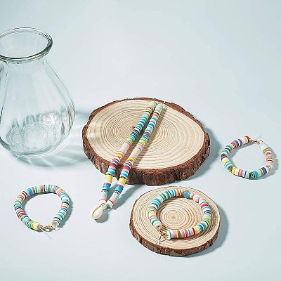 Flat Round Handmade Polymer Clay Bead Spacers LS-CLAY-R067-3.0mm-15-1