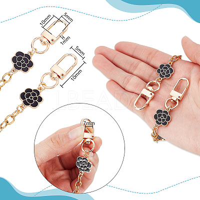 Alloy Enamel Flower Brass Cable Chains Bag Extender Chains HJEW-PH01994-1