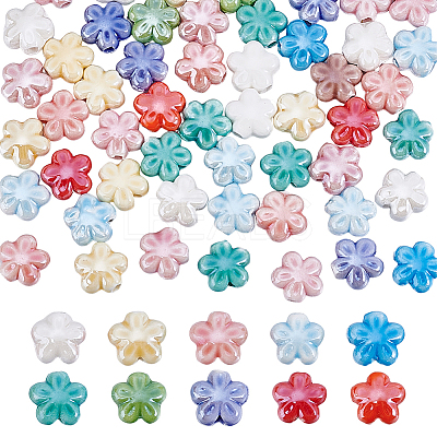 60Pcs Glazed Porcelain Beads PORC-HY0001-11-1