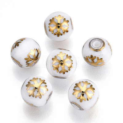 Christmas Opaque Glass Beads X-EGLA-R113-01C-1