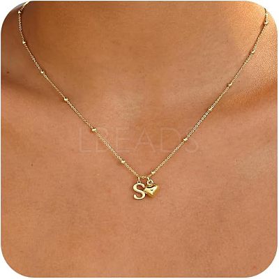 Brass Initial and Heart Pendant Necklaces for Women FS-WG01F32-19-1