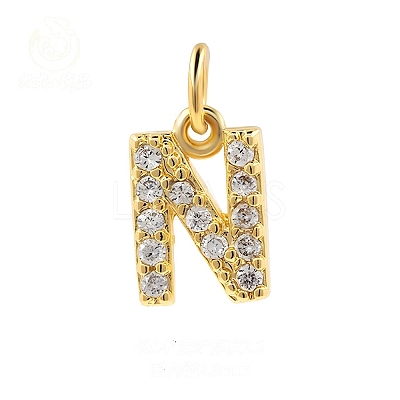 Brass Cubic Zirconia Pendants with Jump Rings FIND-PW0024-09N-1