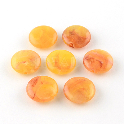 Flat Round Imitation Gemstone Acrylic Beads OACR-R051-13-1