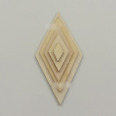 Unfinished Wood Rhombus Shape Discs Slices WOCR-PW0001-005B-1