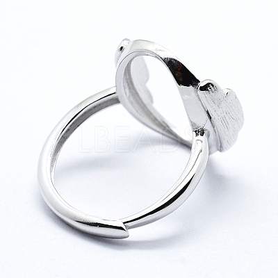 Anti-Tarnish Rhodium Plated 925 Sterling Silver Finger Ring Components STER-G027-10P-1
