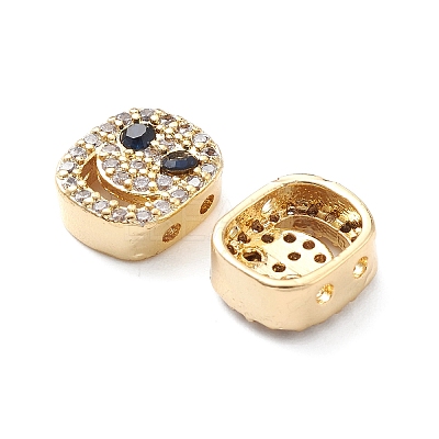 Brass Micro Pave Cubic Zirconia Beads KK-M241-01P-1