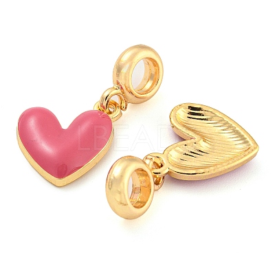 Rack Plating Alloy Enamel Heart European Dangle Charms FIND-B034-20G-02-1