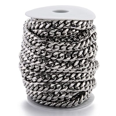 Tarnish Resistant 304 Stainless Steel Cuban Link Chain STAS-B019-02D-P-1