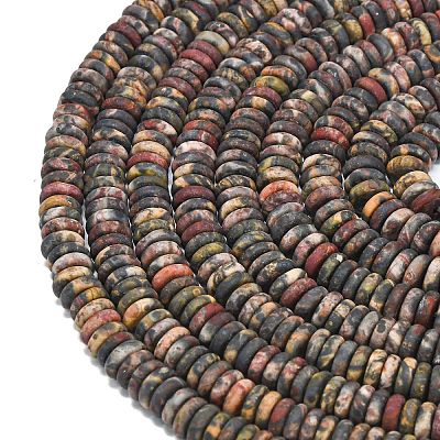 Frosted Natural Leopard Skin Jasper Beads Strands G-K389-C30-01-1