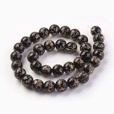 Handmade Gold Sand Lampwork Beads Strands LAMP-P051-L04-12mm-1