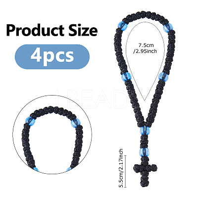 4Pcs Waxed Cord Charm Bracelets BJEW-DC0001-23-1