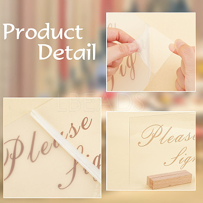 4Pcs 2 Styles Rectangle Beechwood Name Card Holder ODIS-OC0001-39-1