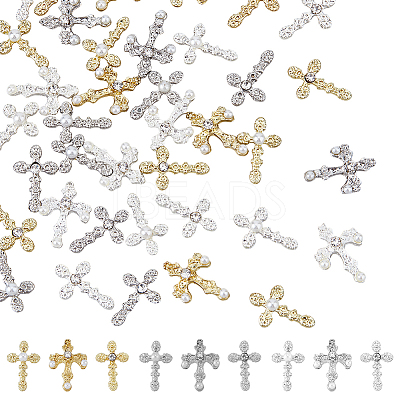 54Pcs 9 Style Zinc Alloy Rhinestone Cabochons MRMJ-HY0001-20-1