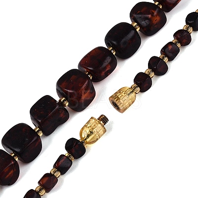Natural Bloody Amber Nuggets Graduated Beaded Necklaces with Brass Clasps & Seed Beads NJEW-N064-06-1