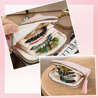Velvet Jewelry Storage Zipper Bags with Tassel ABAG-PA0001-01B-1