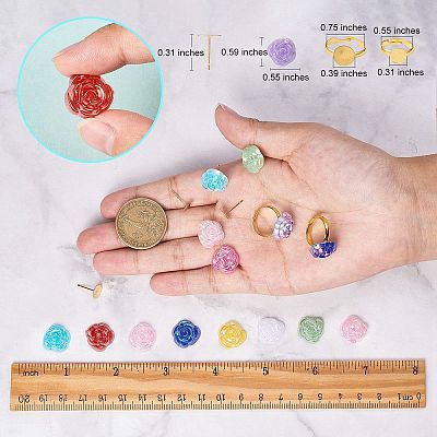 DIY Rose Flower Earring & Finger Ring Making Kit DIY-SZ0008-45-1