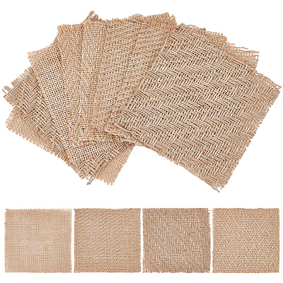 12Pcs 4 Style Square Jute Braided Mats AJEW-DR0001-12-1