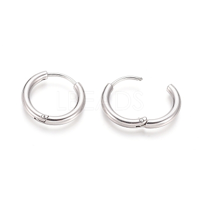 Tarnish Resistant 304 Stainless Steel Huggie Hoop Earrings LS-EJEW-F111B-17mm-P-1