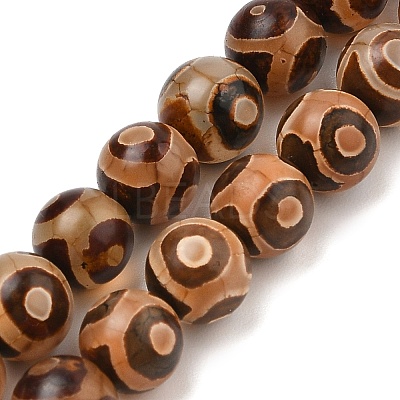 Natural Tibetan 3-Eye dZi Agate Beads Strands G-A240-A03-02-1