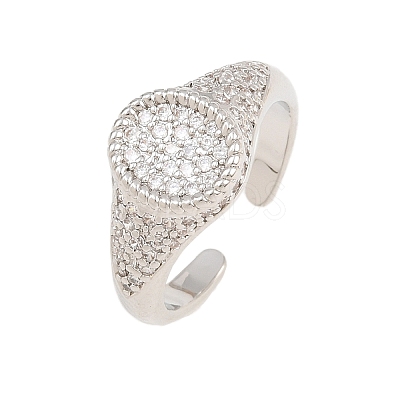 Brass Micro Pave Cubic Zirconia Cuff Rings for Women CU-CBA0A21-04P-1