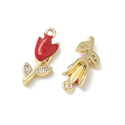 Brass Micro Pave Clear Cubic Zirconia and Enamel Charms KK-A300-22G-02-1