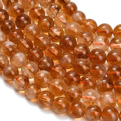 Hearted Natural Citrine Beads Strands GG-T002-A02-8mm-1