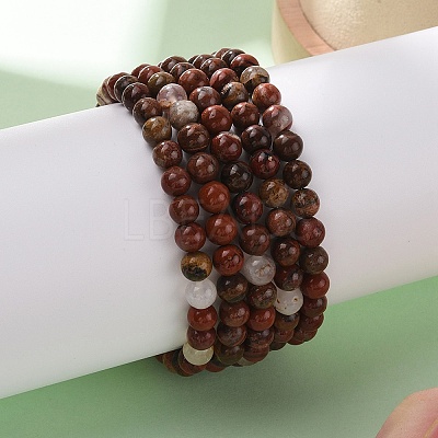 Natural Red Jasper Bead Stretch Bracelets BJEW-K212-A-012-1