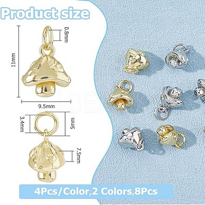 8 Pcs 2 Colors Rack Plating Brass Pendants KK-HS0001-15-1
