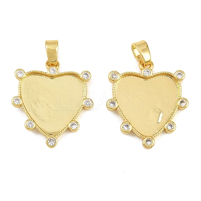 Brass Micro Pave Cubic Zirconia Pendant Cabochon Settings KK-CBA6A75-50B-G-1