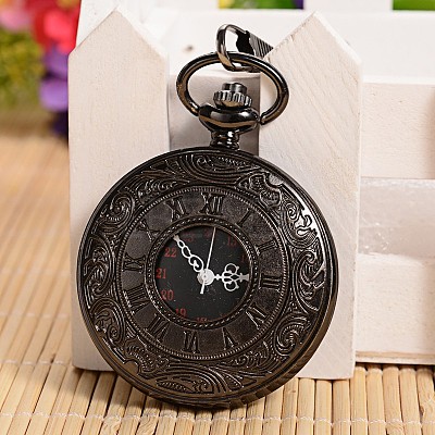 Openable Flat Round Alloy Pendant Pocket Watch WACH-L024-16-1