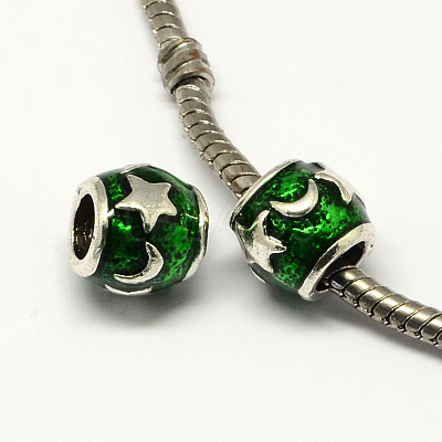 Alloy Enamel Rondelle Large Hole European Beads MPDL-R036-42-1