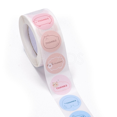 Flat Round Paper Thank You Stickers DIY-C042-12G-1