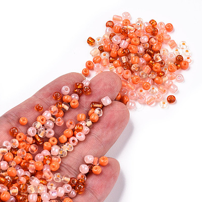Opaque & Transparent Inside Colours 6/0 Glass Seed Beads SEED-F004-4mm-02-1