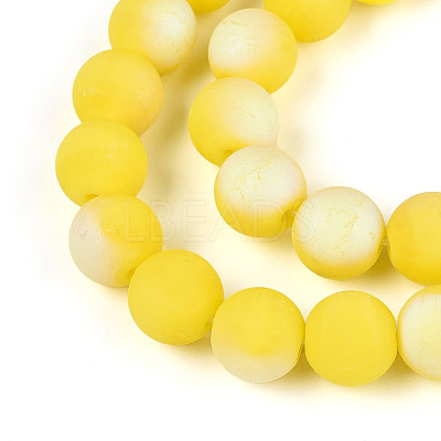Frosted Opaque Glass Beads Strands GLAA-T032-P10mm-MBB16-1