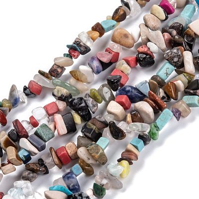Natural & Synthetic Mixed Gemstone Beads Strands G-F703-13-1