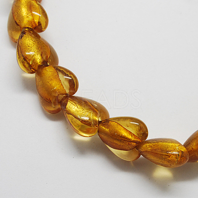 Handmade Silver Foil Glass Beads FOIL-R050-12x8mm-15-1